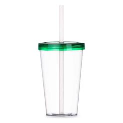 COPO C/ TAMPA E CANUDO  SPX-P@14505-TRA/VD NA COR TRANSPARENTE