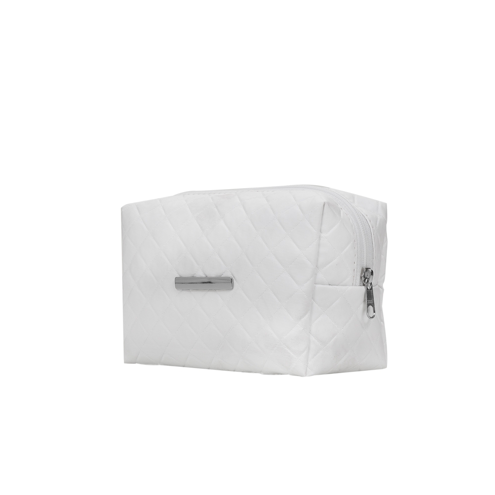 NECESSAIRE PUFF MATELASSÊ C/ DETALHE PRATA  SPX-13295-BCO NA COR BRANCO