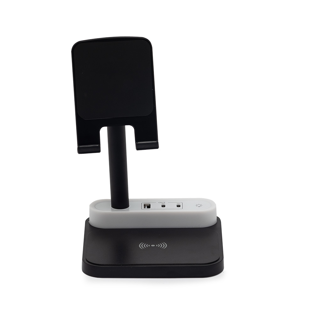 CARREGADOR SEM FIO COM LUZ E SUPORTE SPX-08000-PRE NA COR PRETO