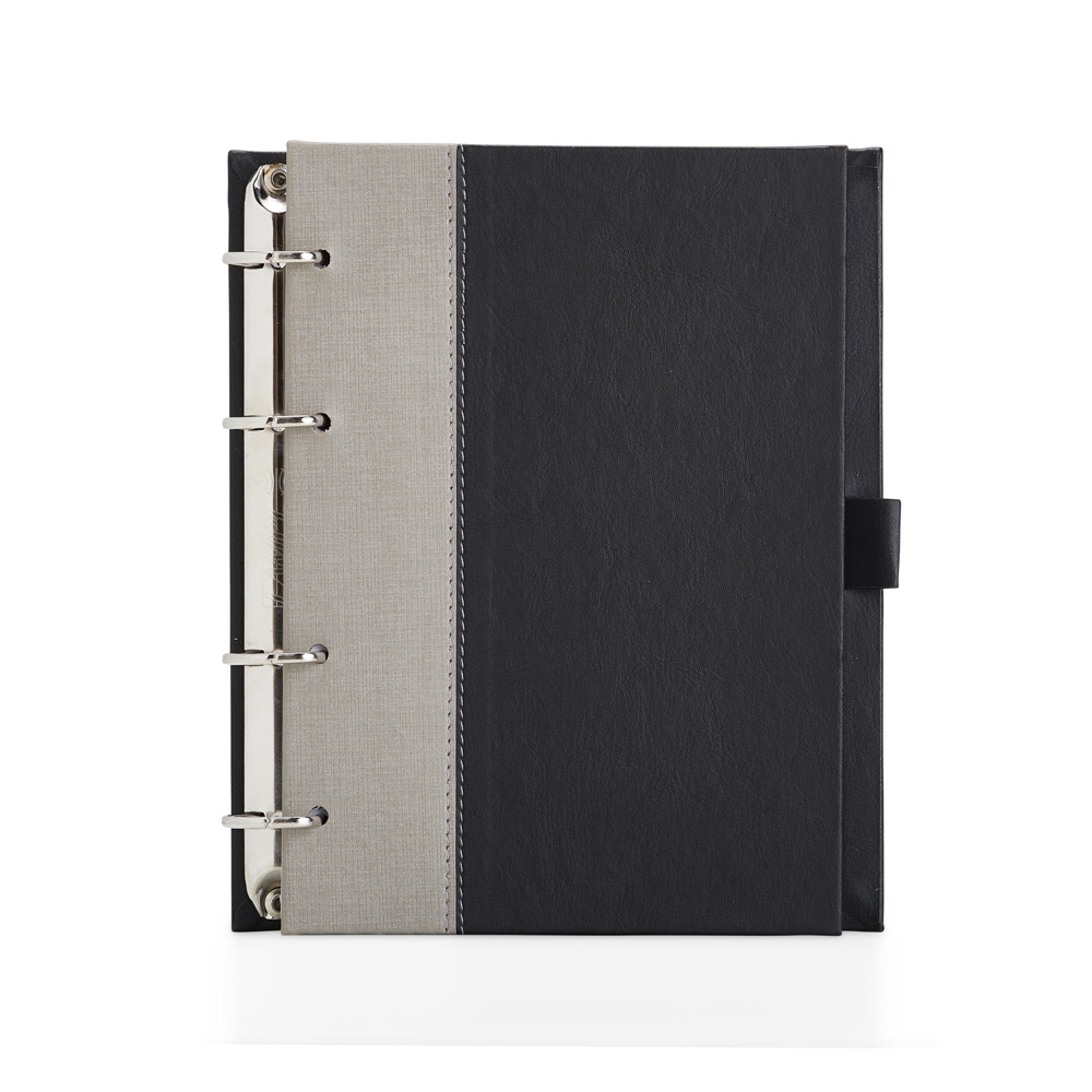 CADERNO FICHÁRIO DE COURO SINTÉTICO SPX-14953-PRE/CIN NA COR PRETO