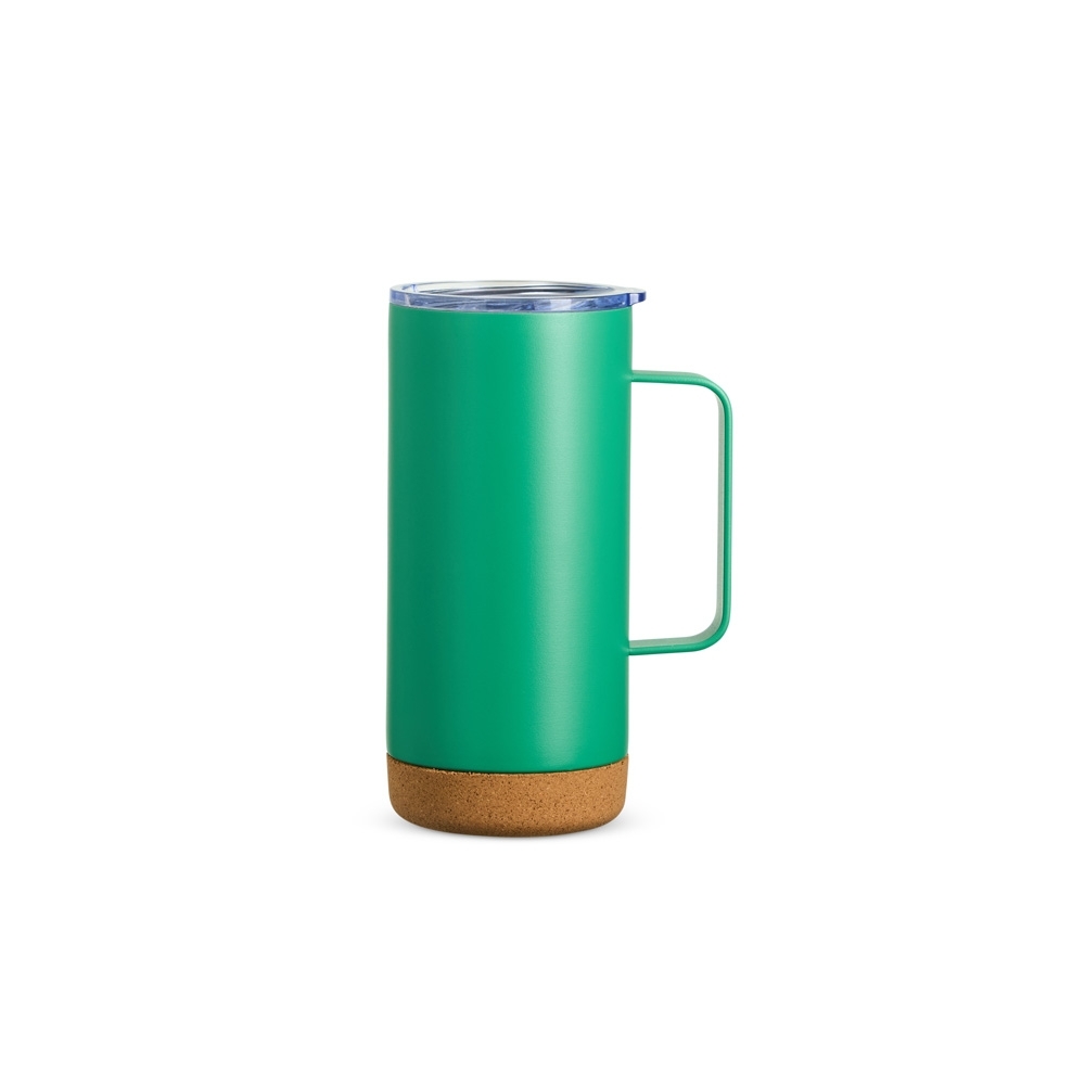 CANECA TÉRMICA COM CORTIÇA DE 500ML SPX-18839-VD NA COR VERDE