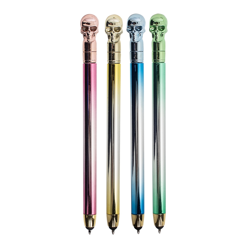 CANETA PLÁSTICA CAVEIRA SPX-P@15191-MIS NA COR COLORIDO