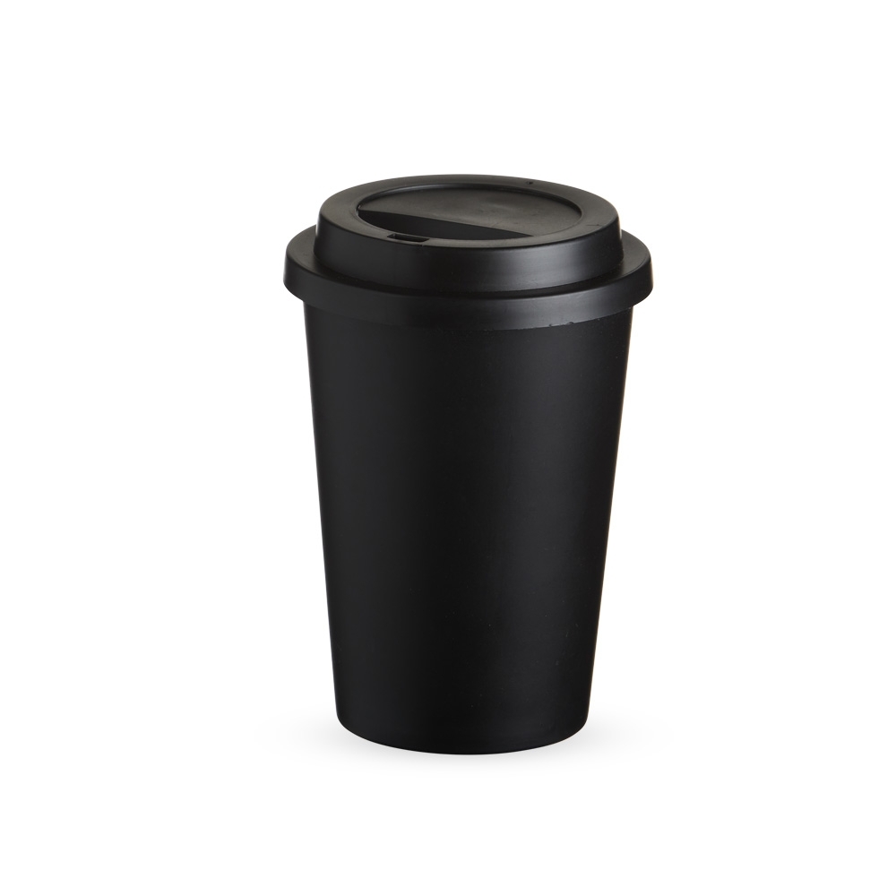 COPO FIBRA DE ARROZ C/ TAMPA 450ML SPX-14916B-PRE NA COR PRETO