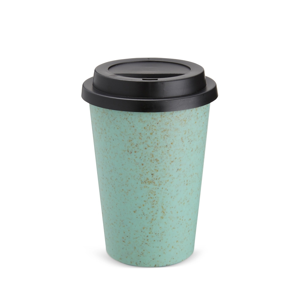 COPO FIBRA DE ARROZ C/ TAMPA 450ML SPX-14916-VD/PRE NA COR VERDE