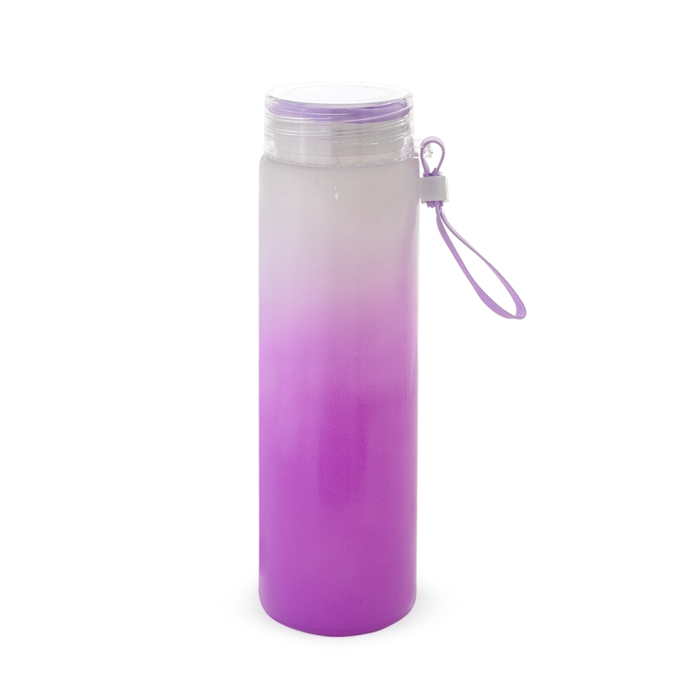 GARRAFA DE VIDRO BICOLOR    (PODEM HAVER RISCOS NA PINTURA E/OU PEQUENAS BOLHAS NO CORPO DA GARRAFA) SPX-O@18765M-ROX NA COR ROXO