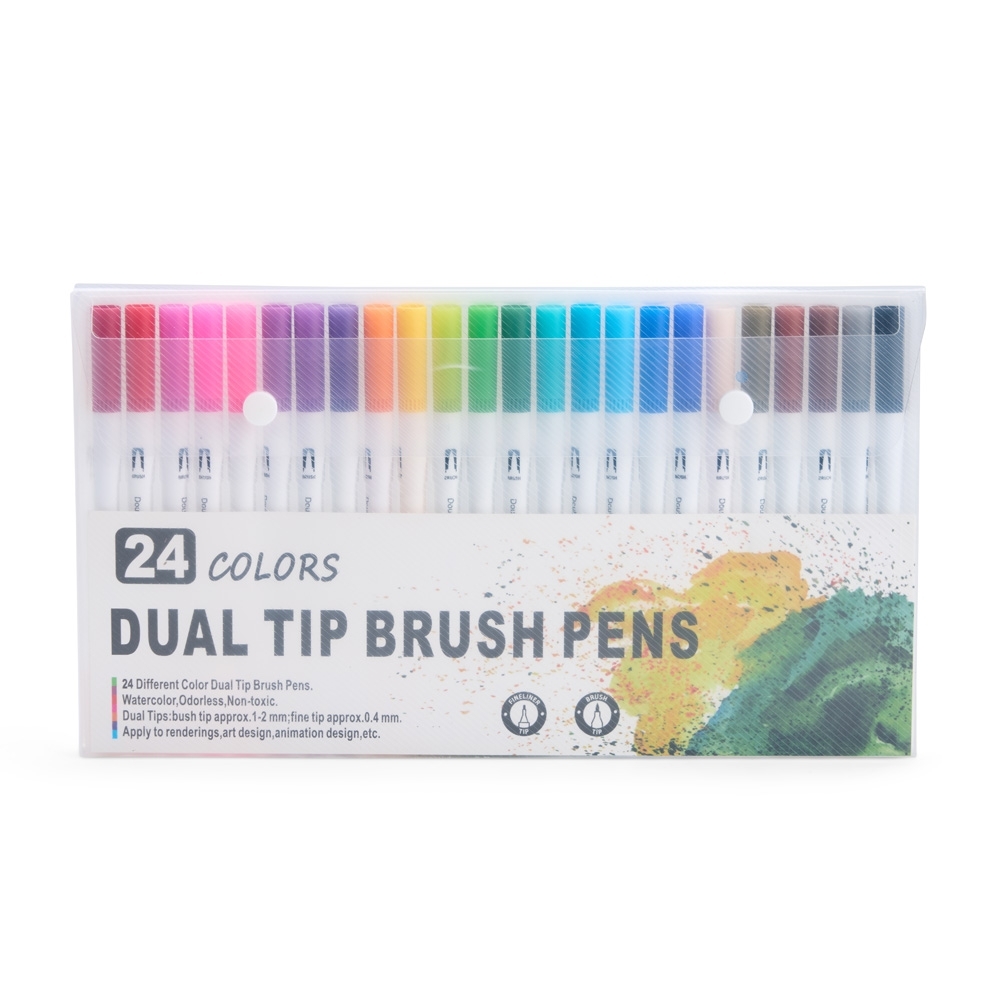 KIT CANETINHAS PONTA DUPLA COM 24 CORES SPX-08332-24-COL NA COR COLORIDO