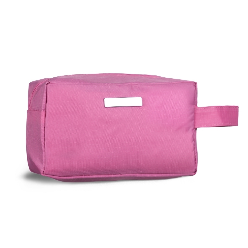 NECESSAIRE PVC IMPERMEÁVEL C/ PLAQUINHA  SPX-01228P-ROS NA COR ROSA