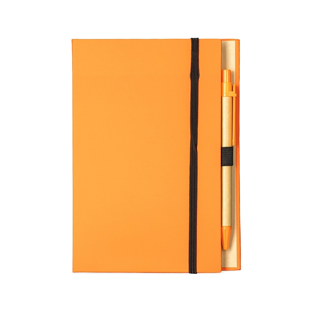 BLOCO DE ANOTAÇÕES COM AUTOADESIVOS E CANETA SPX-18938-LAR NA COR LARANJA