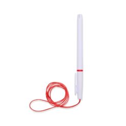 CANETA PLÁSTICA COM CORDÃO SPX-01092-BCO/VM NA COR BRANCO