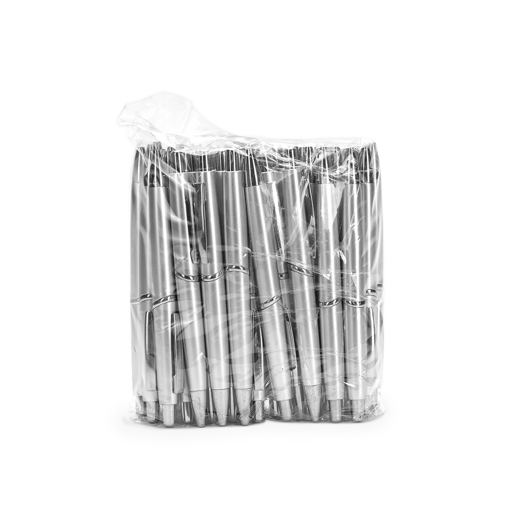PACOTE C/ 50 PÇS CANETA PLÁSTICA SPX-P@00320-PRA/PRA NA COR PRATA